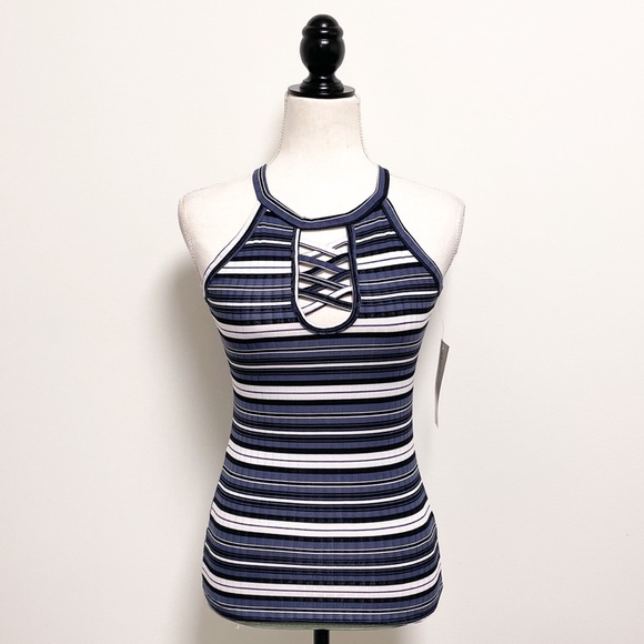 Wishful Park Tops - Wishful Park Ribbed Stripe Key Hole Sleeveless Tank NWT Juniors Small Racerback